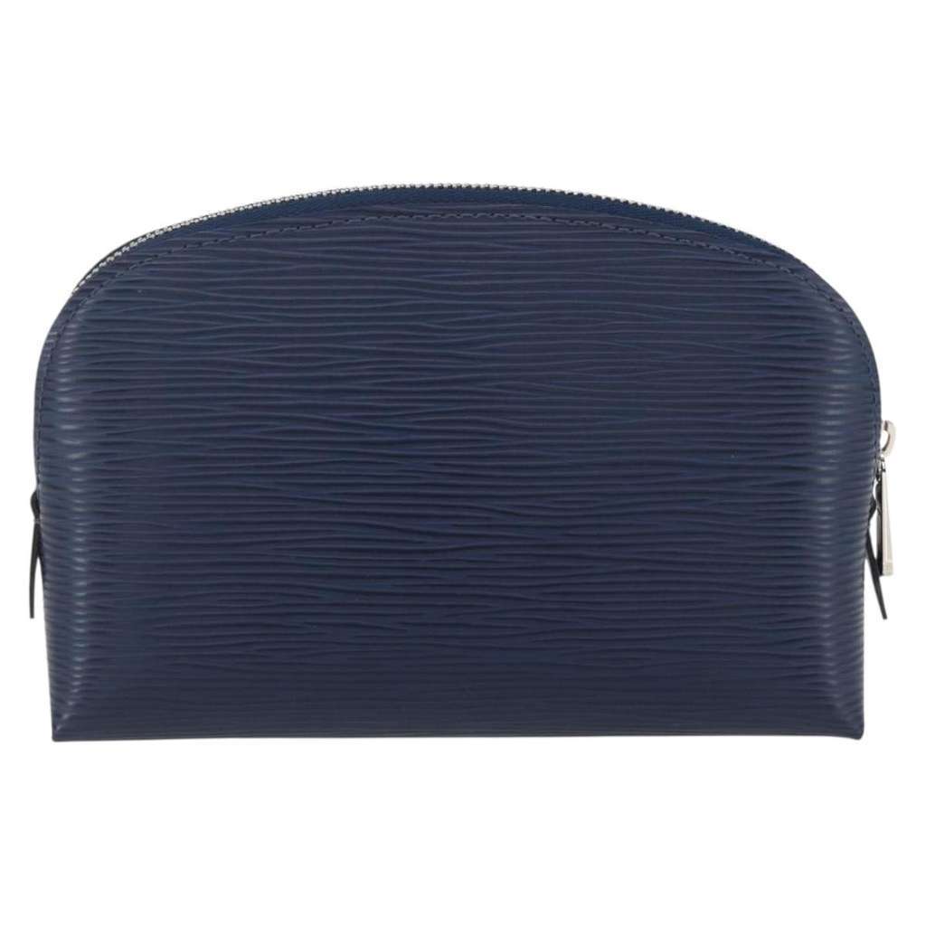 Louis Vuitton Cosmetic Pouch Blue Leather Good condition - Back View