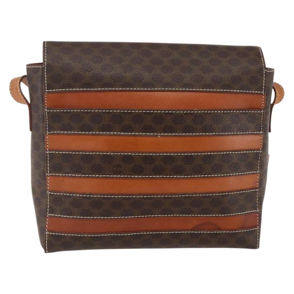 Celine Vintage Macadam Shoulder Bag Brown Canvas Fair condition - Back View