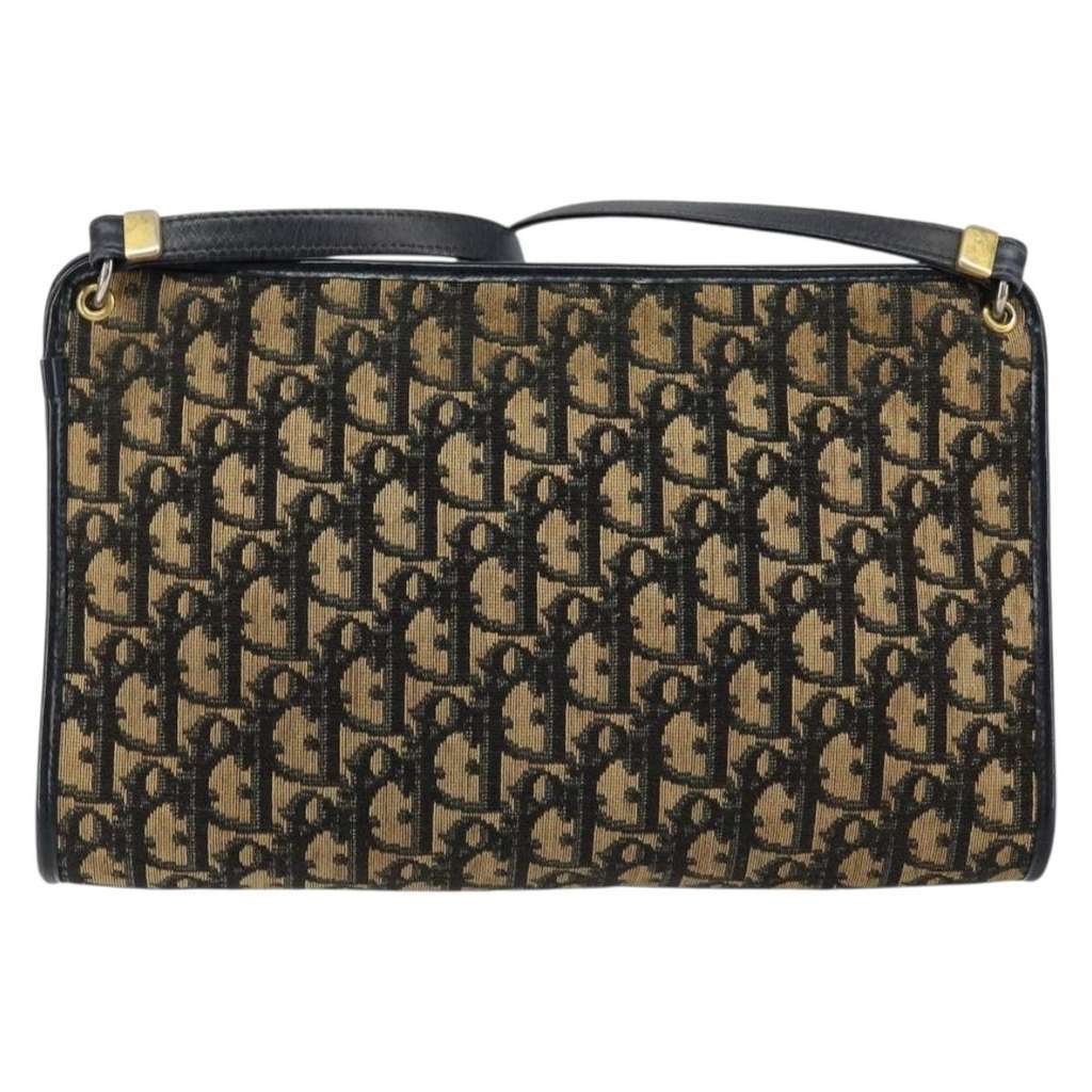 Christian Dior Vintage Trotter Shoulder Bag Navy Canvas Good condition - Back View