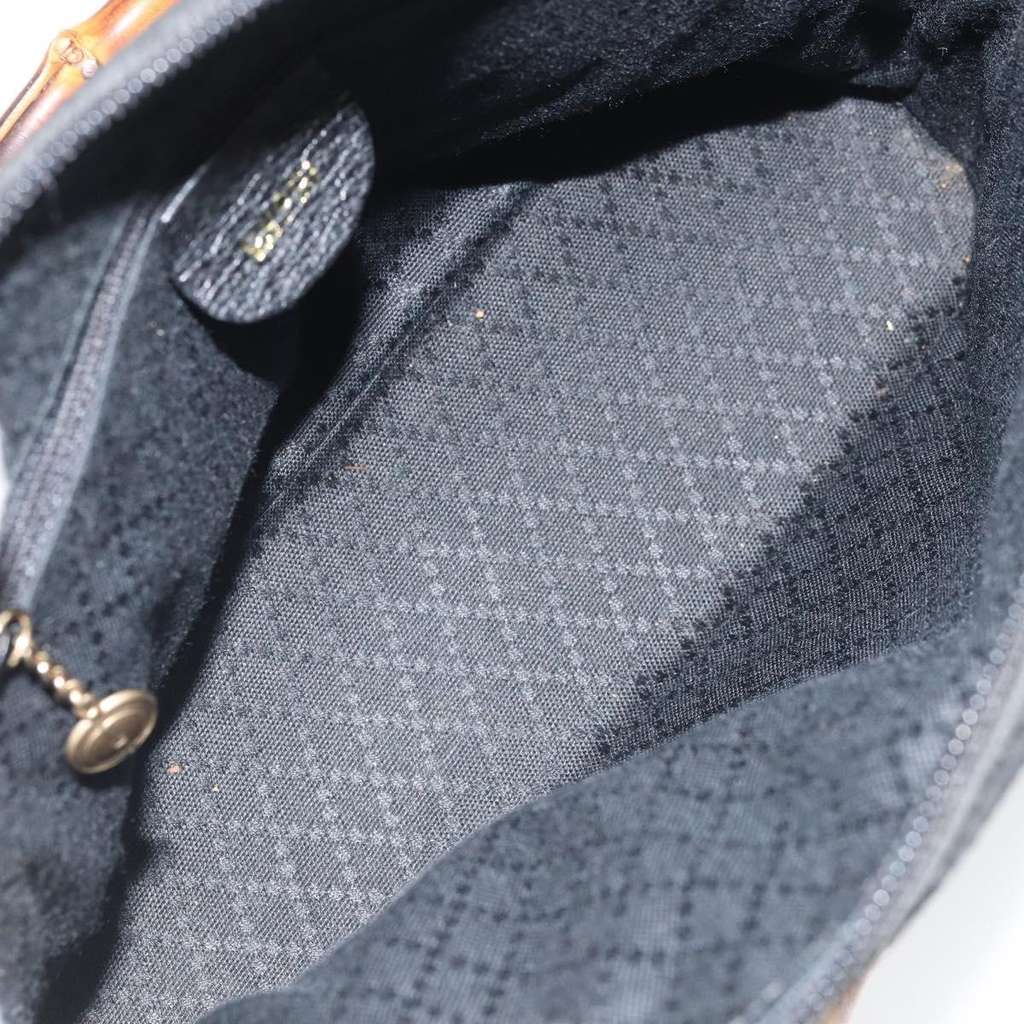 Gucci Vintage Bamboo Top Handle Bag Black Suede Fair condition - Box View