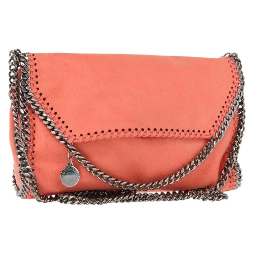 Stella Mccartney Falabella Fold Over Crossbody Bag Orange Suede Very good - Front View