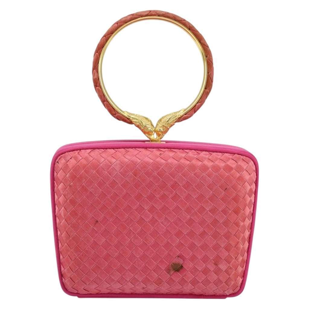 Bottega Veneta Intrecciato Clutch bag Pink Satin Good condition - Back View