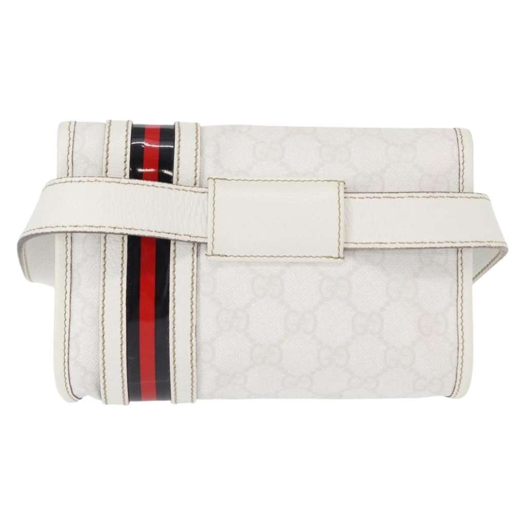 Gucci Sherry Line Waist Bag White Canvas Good condition - Back View