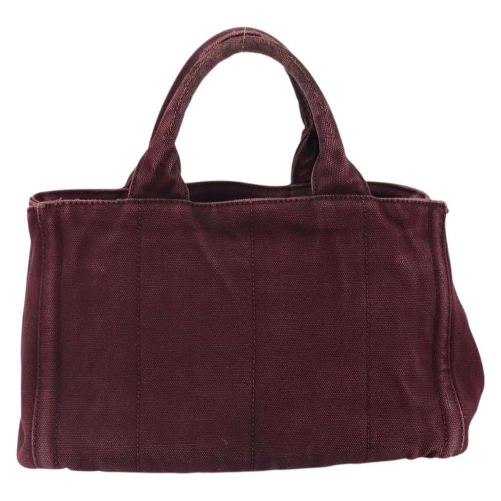 Prada Canapa Tote Burgundy Canvas Fair condition - Back View