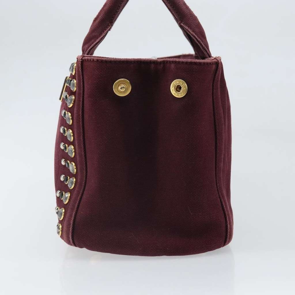Prada Canapa Tote Burgundy Canvas Fair condition - Model View