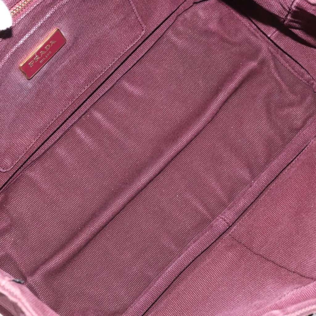 Prada Canapa Tote Burgundy Canvas Fair condition - Box View