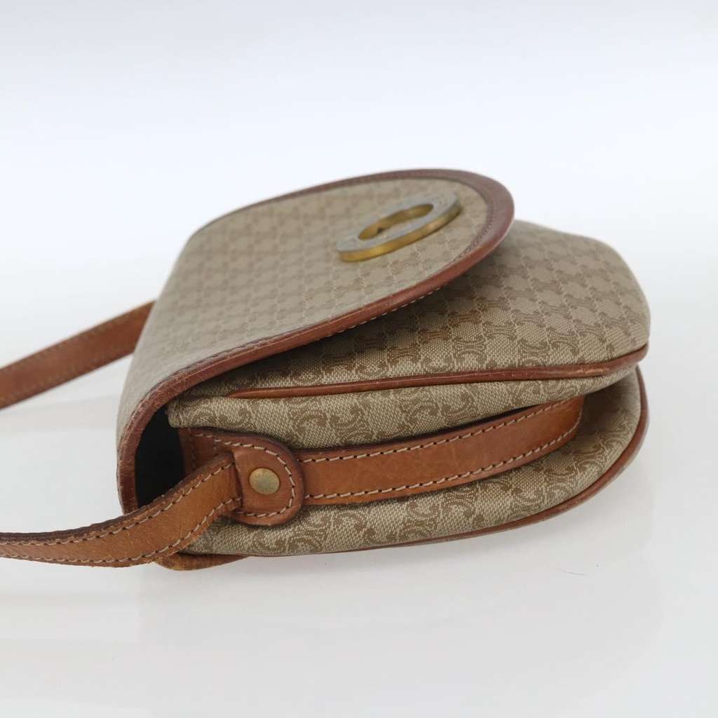 Celine Vintage Macadam Circle Logo Shoulder Bag Beige Canvas Good condition - Inside View