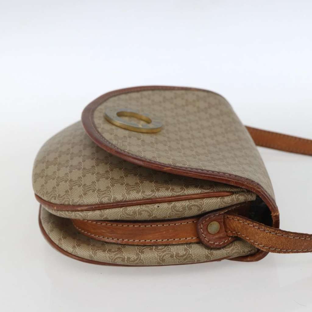 Celine Vintage Macadam Circle Logo Shoulder Bag Beige Canvas Good condition - Model View