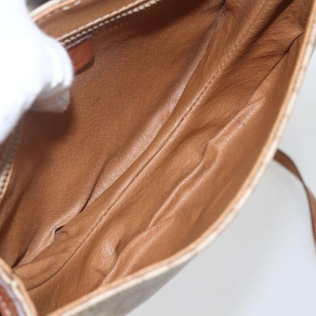 Celine Vintage Macadam Circle Logo Shoulder Bag Beige Canvas Good condition - Box View