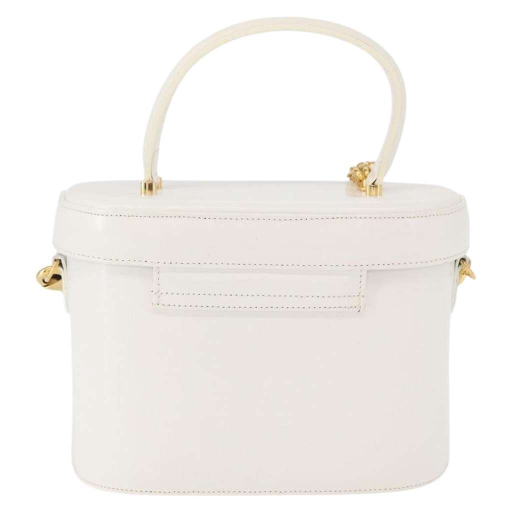 Versace Vanity Hand Bag White Leather Good condition - Back View