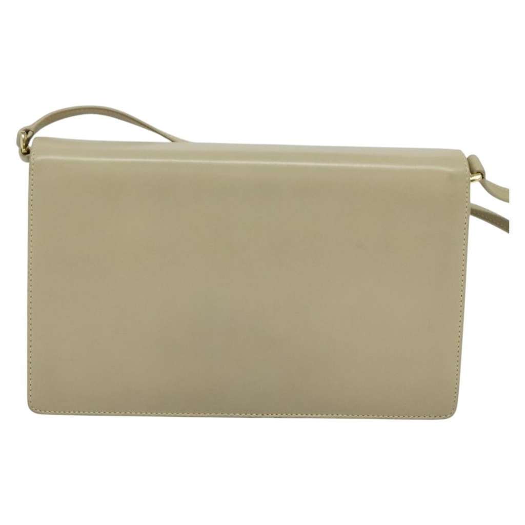 Gucci Vintage Interlocking G Flap Shoulder Bag Beige Leather Good condition - Back View