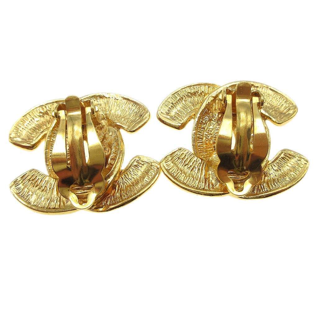 Chanel CC Clip-On Earrings Gold Good condition - Back View