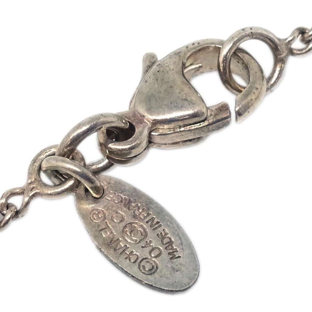 Chanel Vintage CC Pendant Long Necklace Silver Good condition - Inside View