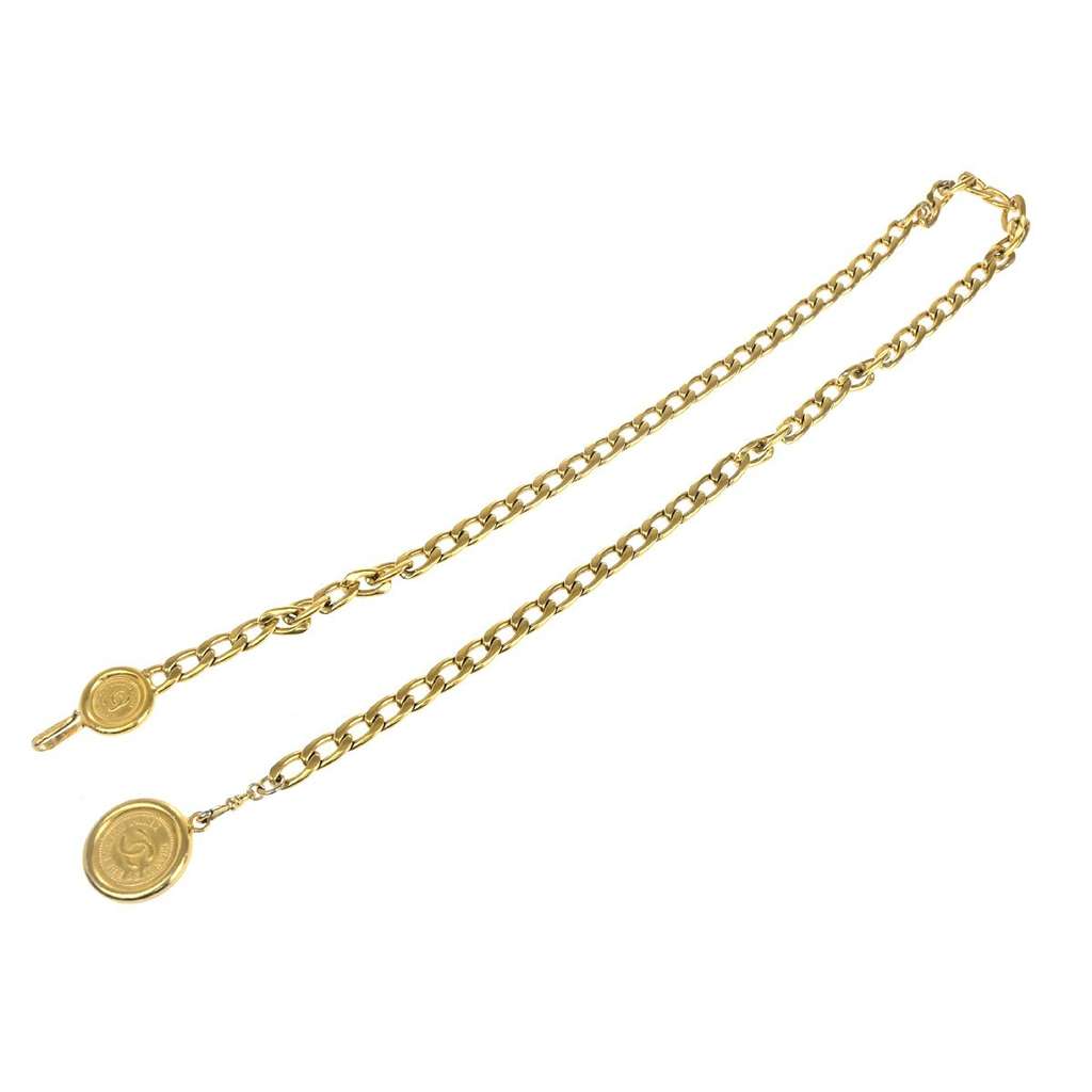 Chanel CC Logo Elastic Belt Gold Good condition - Box View