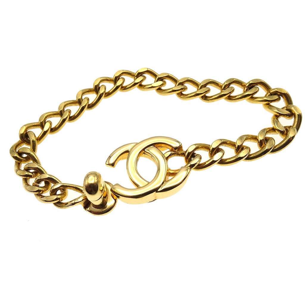 Chanel Vintage CC Turnlock Chain Bracelet Gold Good condition - Back View