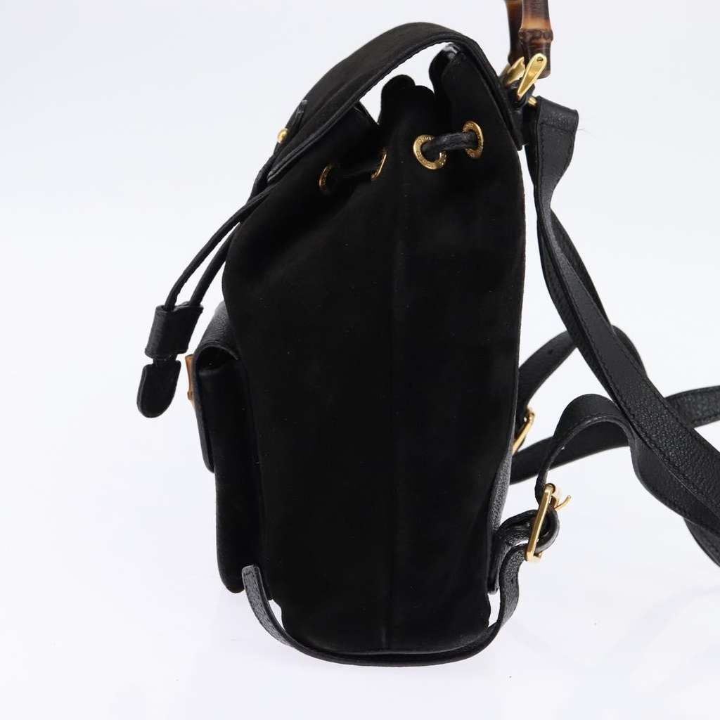 Gucci Vintage Bamboo Backpack Black Suede Good condition - Inside View
