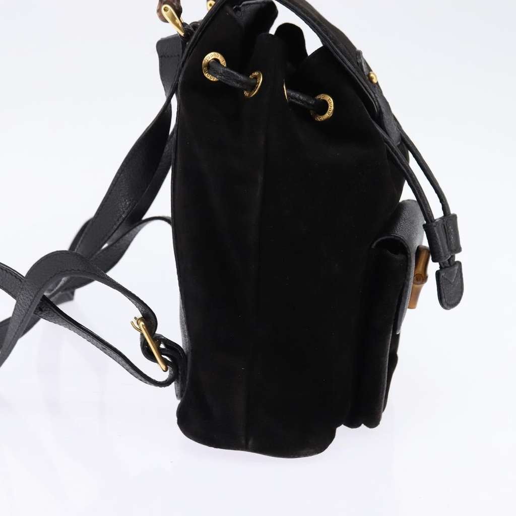 Gucci Vintage Bamboo Backpack Black Suede Good condition - Model View