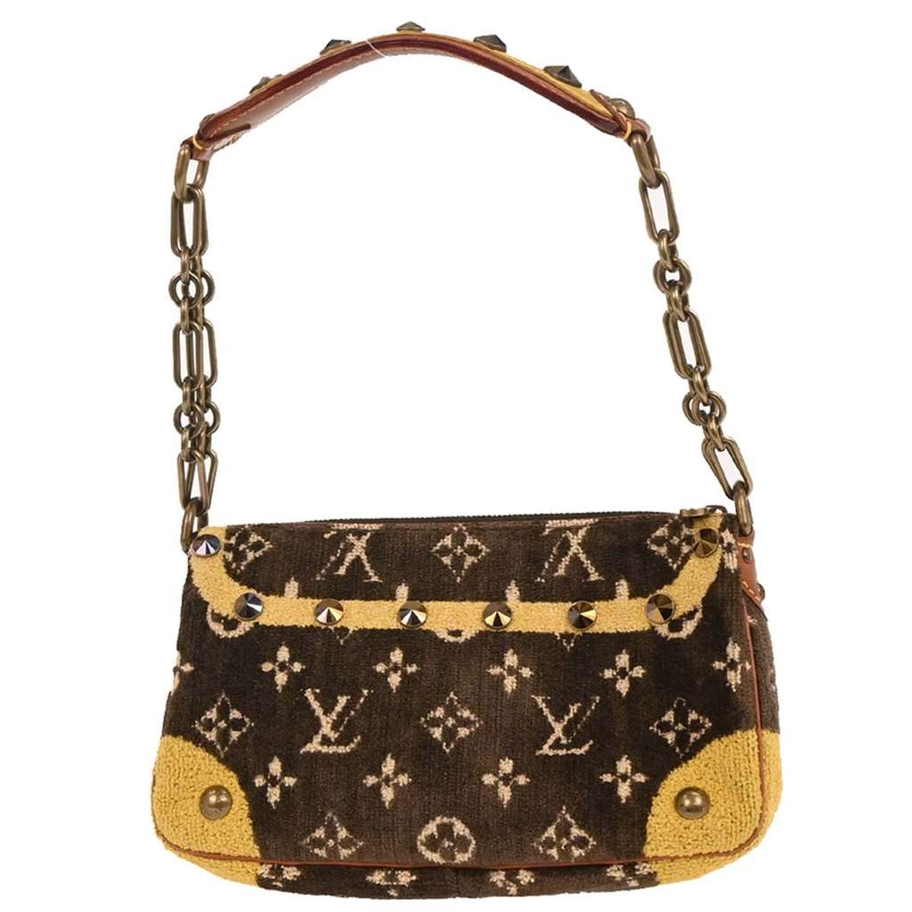 Louis Vuitton Trompe L'Oeil Pochette Brown Velvet Good condition - Back View