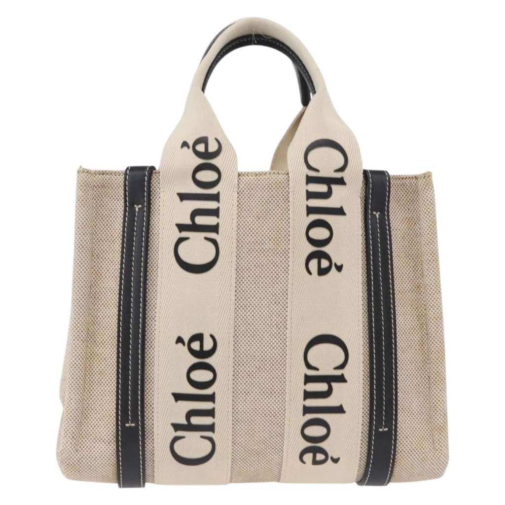 Chloe Woody Convertible Tote Beige Canvas Fair condition - Back View