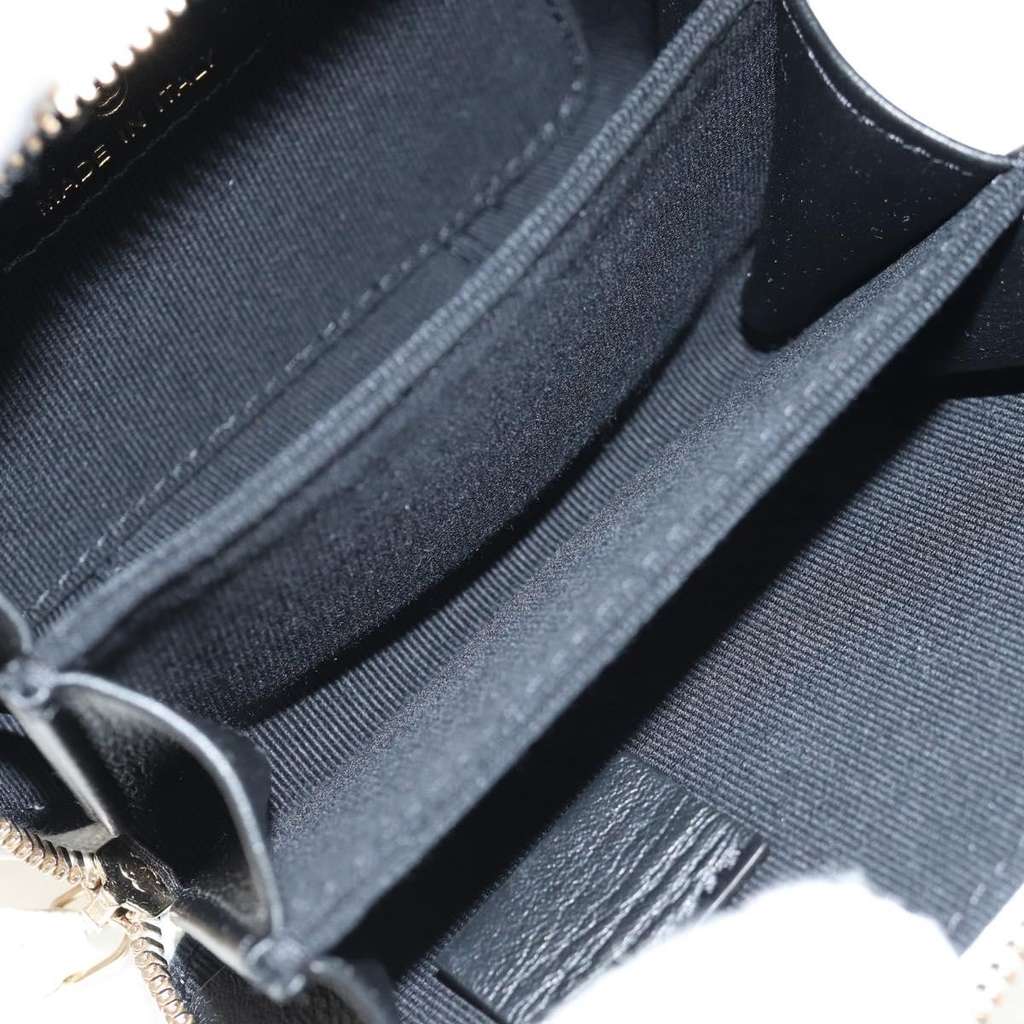 Chanel Lacquered Metal CC Zip Around Card Holder on Chain White Leather Good condition - Box View