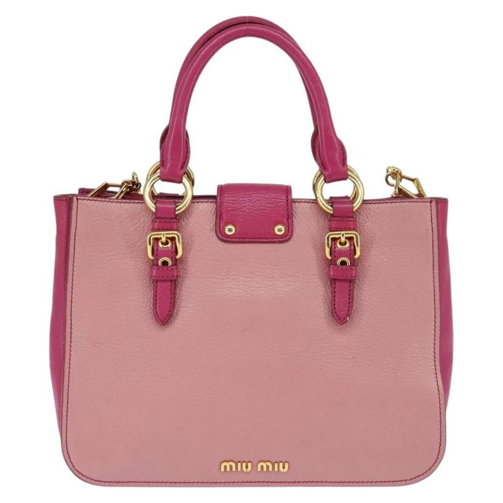 Miu Miu Madras Convertible Lock Tote Pink Leather Good condition - Back View