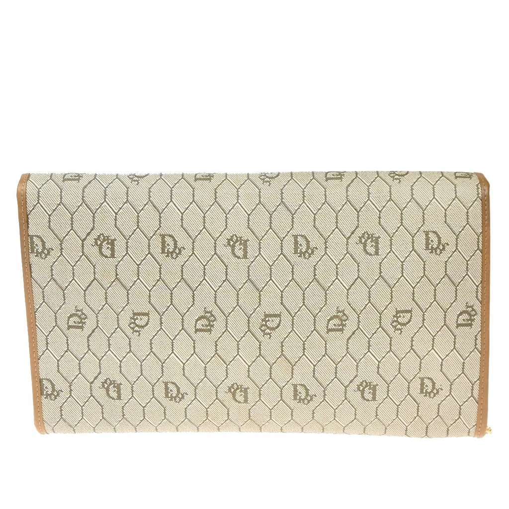 Christian Dior Vintage Honeycomb Flap Crossbody Bag Brown Canvas Good condition - Back View