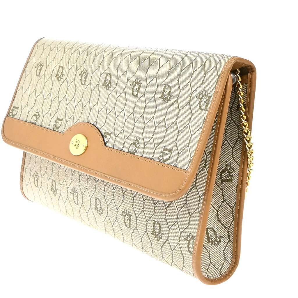 Christian Dior Vintage Honeycomb Flap Crossbody Bag Brown Canvas Good condition - Inside View