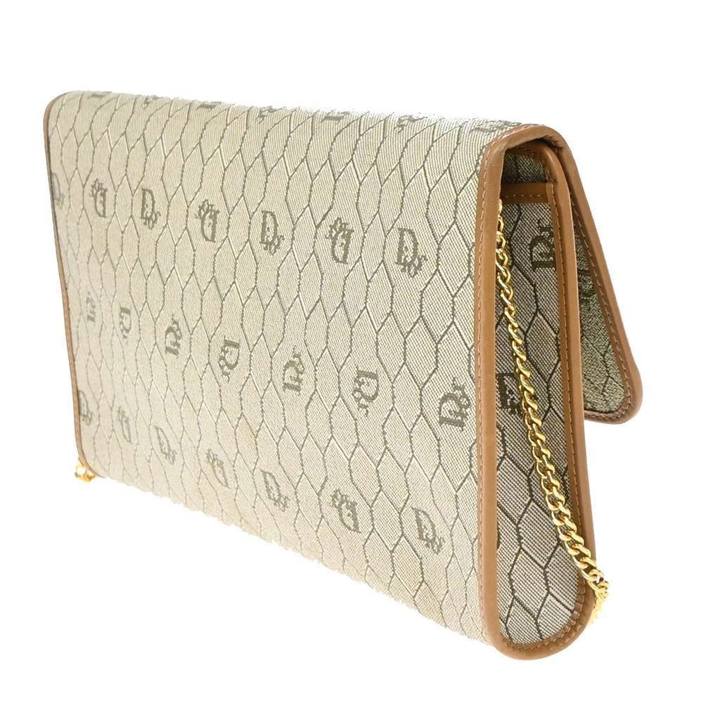 Christian Dior Vintage Honeycomb Flap Crossbody Bag Brown Canvas Good condition - Model View