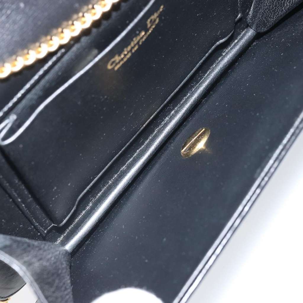 Christian Dior Vintage CD Chain Flap Shoulder Bag Black Leather Good condition - Box View