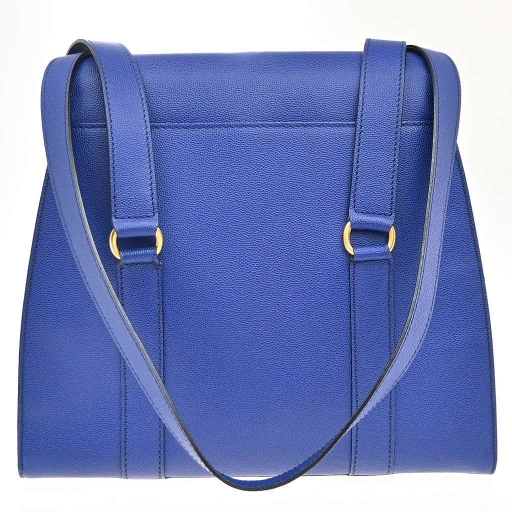 Celine Vintage Triomphe Shoulder Bag Blue Leather Good condition - Back View