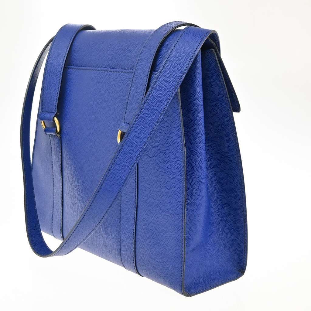 Celine Vintage Triomphe Shoulder Bag Blue Leather Good condition - Model View