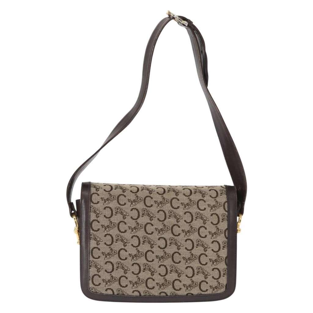 Celine Vintage C Sulky Horsebit Shoulder bag Brown Canvas Good condition - Back View
