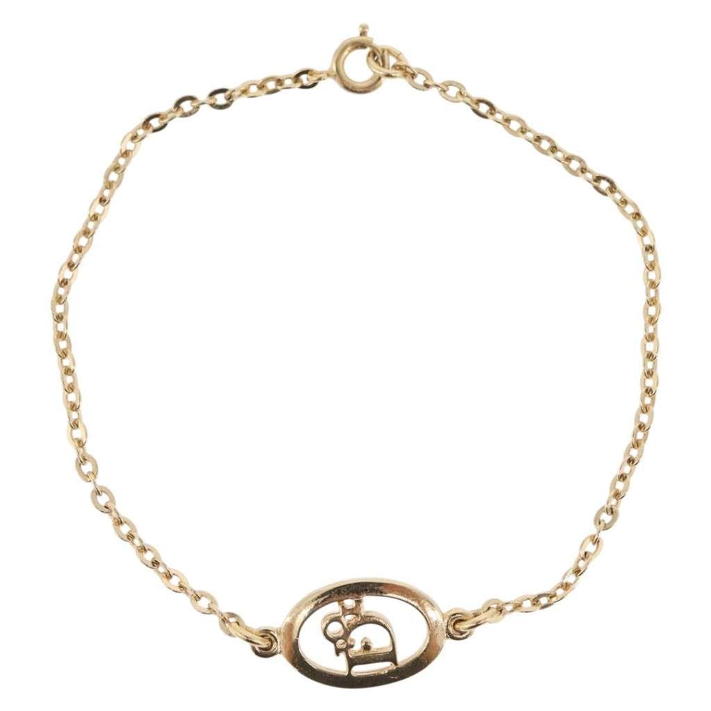 Christian Dior Vintage logo Bracelet Gold Metal Good condition - Back View