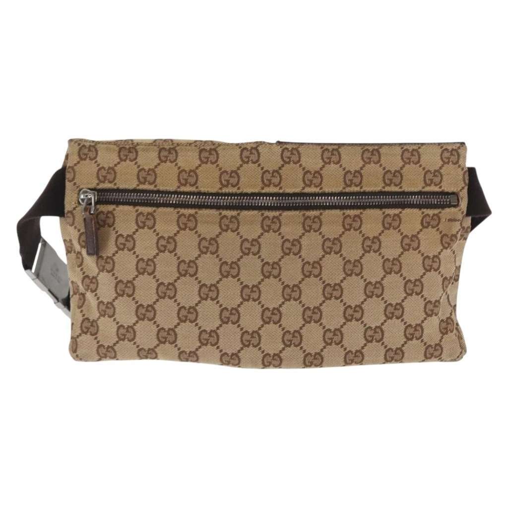 Gucci Vintage Double Belt Bag Beige Canvas Good condition - Back View
