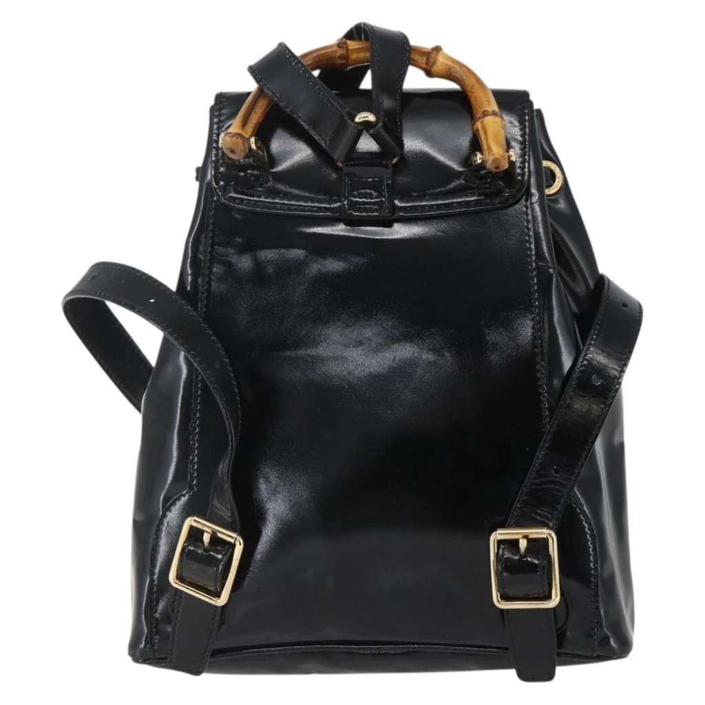 Gucci Vintage Bamboo Backpack Black Good condition - Back View