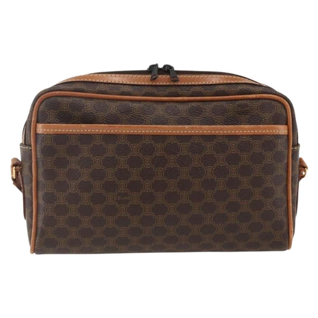 Celine Vintage Macadam Shoulder Bag Brown Canvas Fair condition - Back View