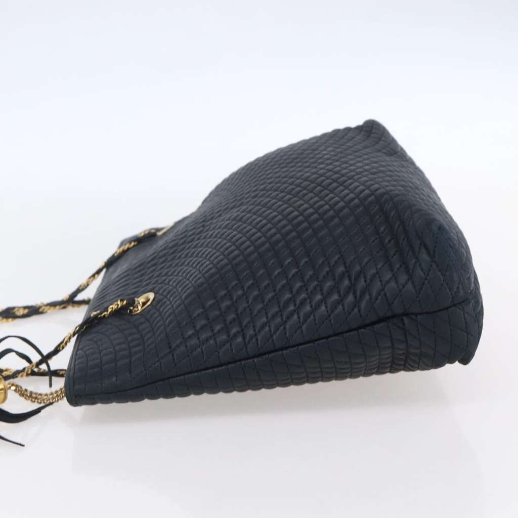 Bally Vintage Chain Shoulder Bag Navy Leather Good condition - Inside View