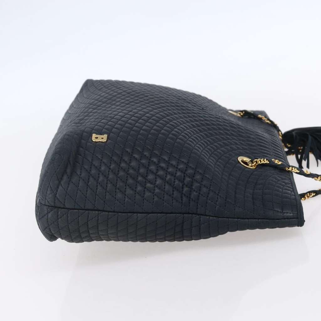 Bally Vintage Chain Shoulder Bag Navy Leather Good condition - Model View