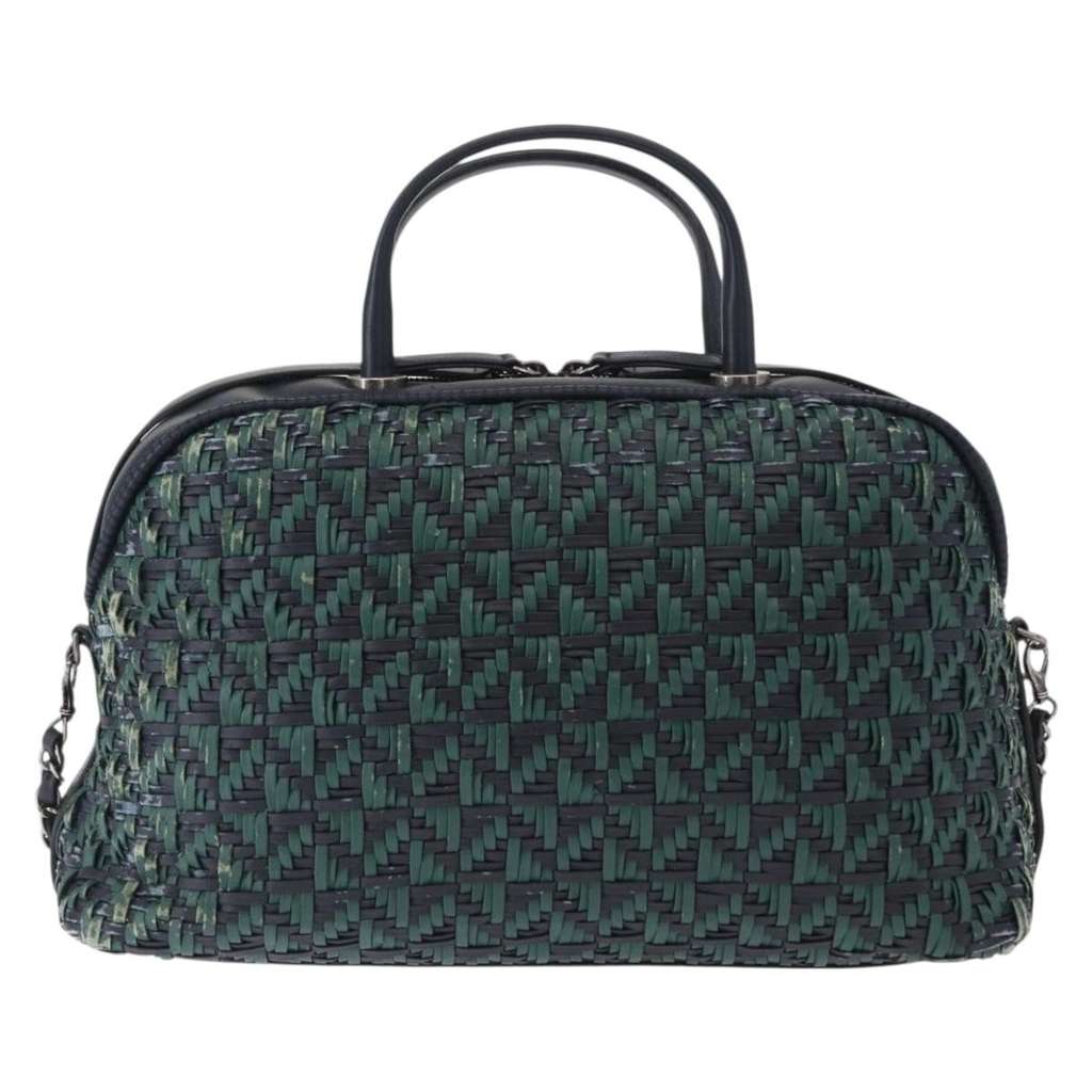 Chanel Convertible Chain Bowler Bag Green Leather Fair condition - Back View