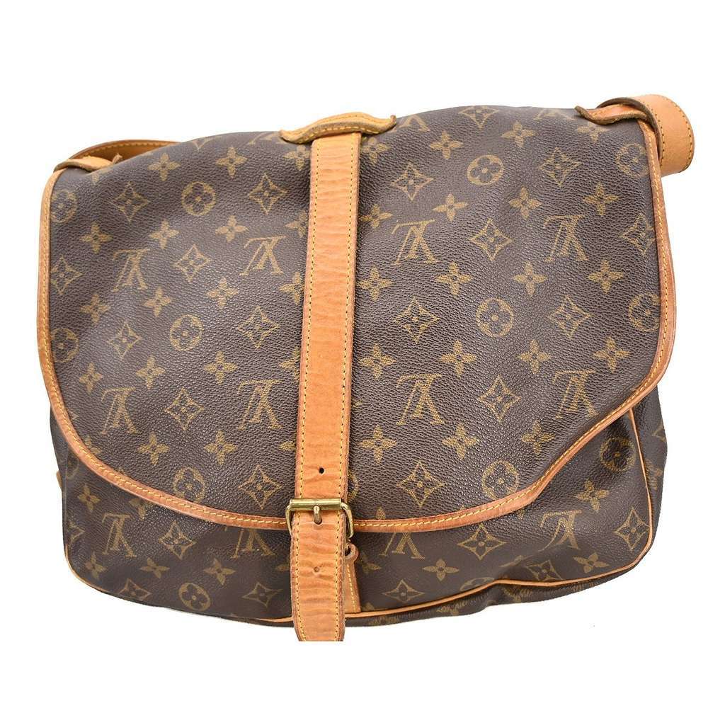 Louis Vuitton Saumur Handbag Brown Canvas Fair condition - Back View