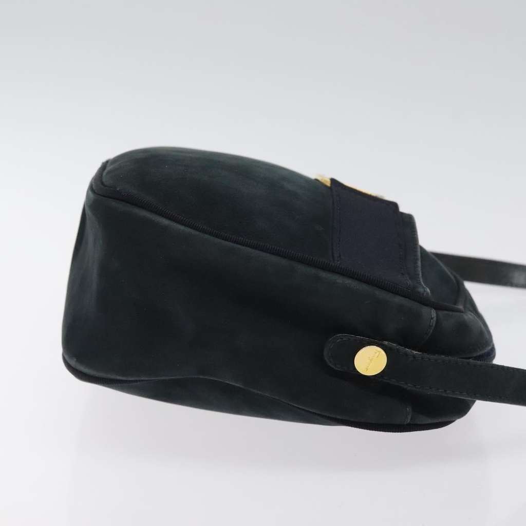 Salvatore Ferragamo Vala Shoulder Bag Navy Suede Good condition - Inside View