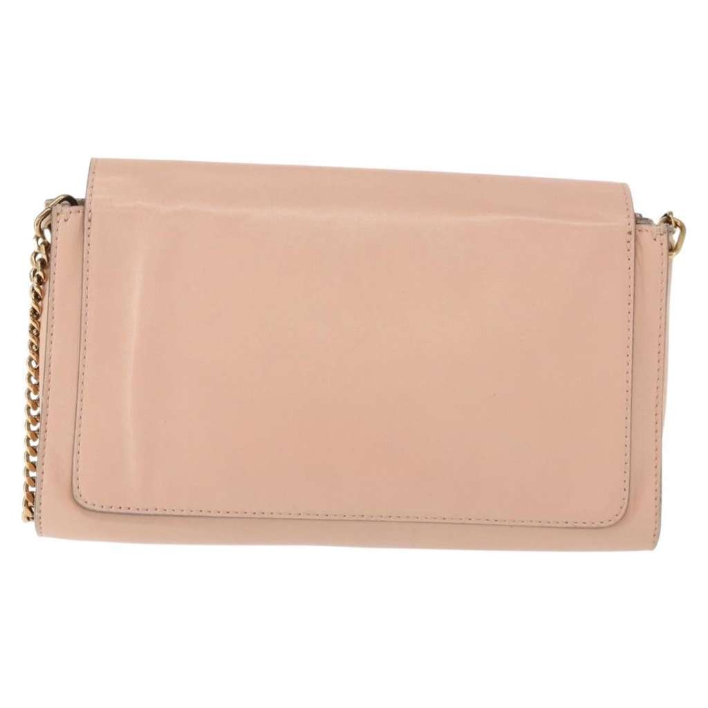 Chloe Elle Chain Clutch Pink Leather Good condition - Back View
