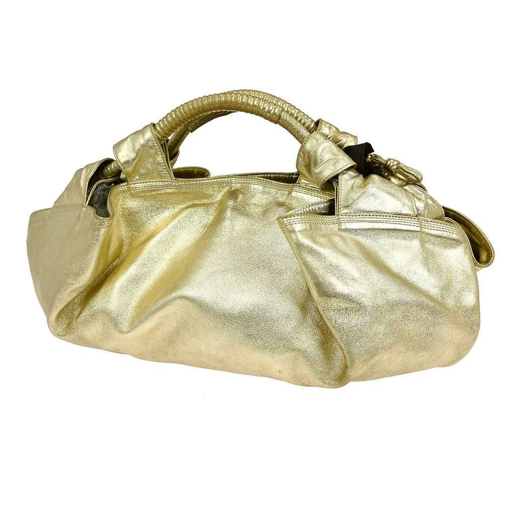 Loewe Anagram Logo Nappa Aire Hand Bag Gold Leather Fair condition - Back View