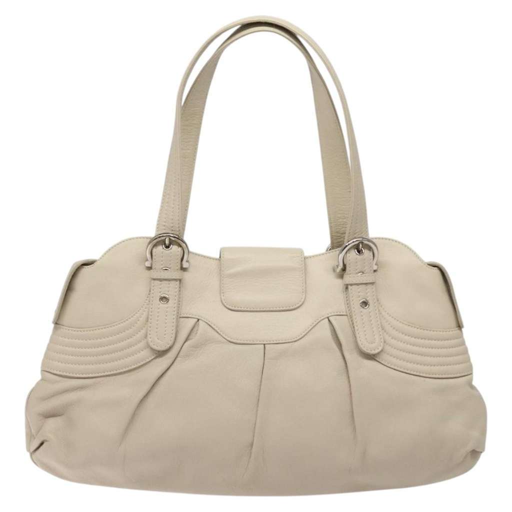Salvatore Ferragamo Gancini handbag White Leather Good condition - Back View