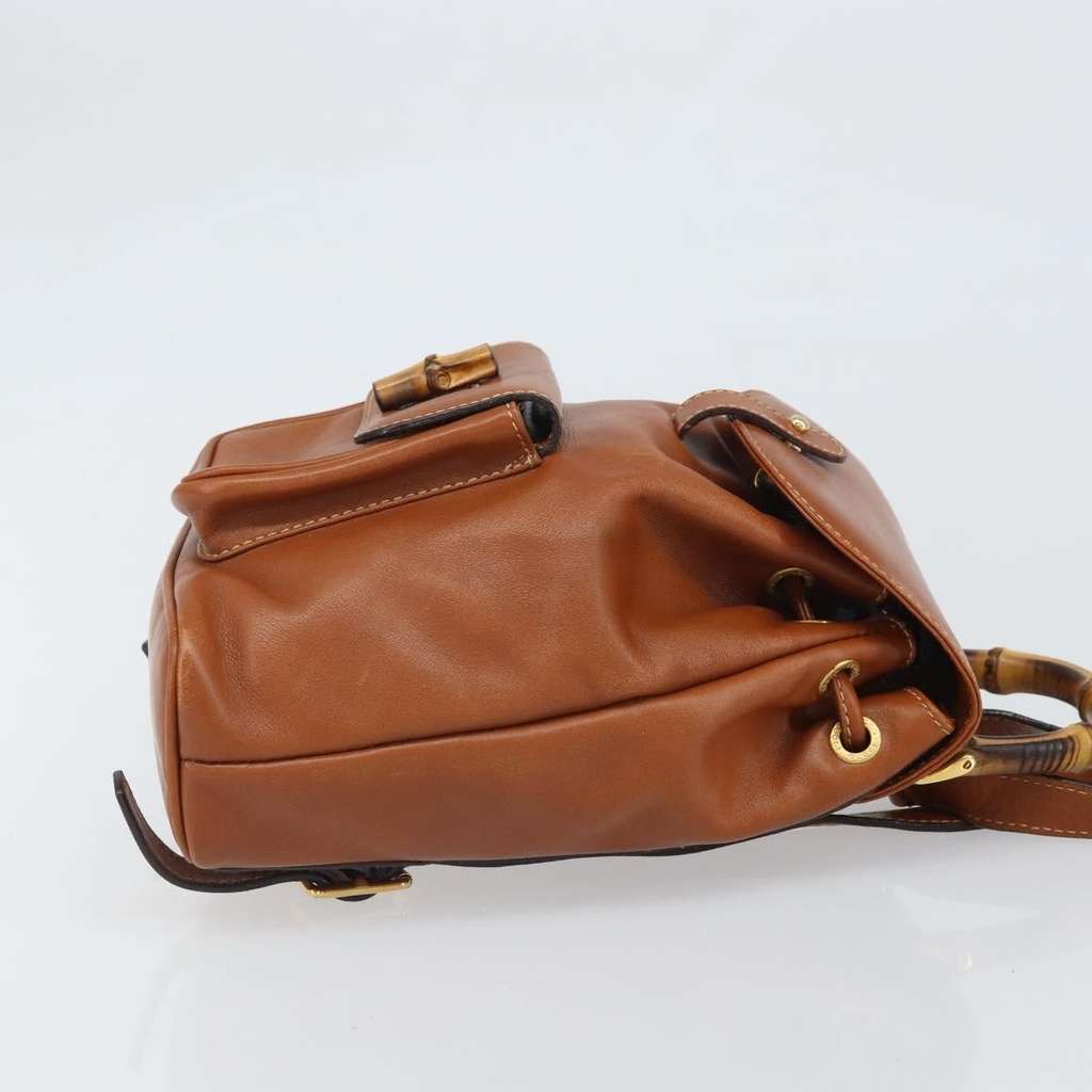 Gucci Vintage Bamboo Backpack Brown Leather Good condition - Inside View