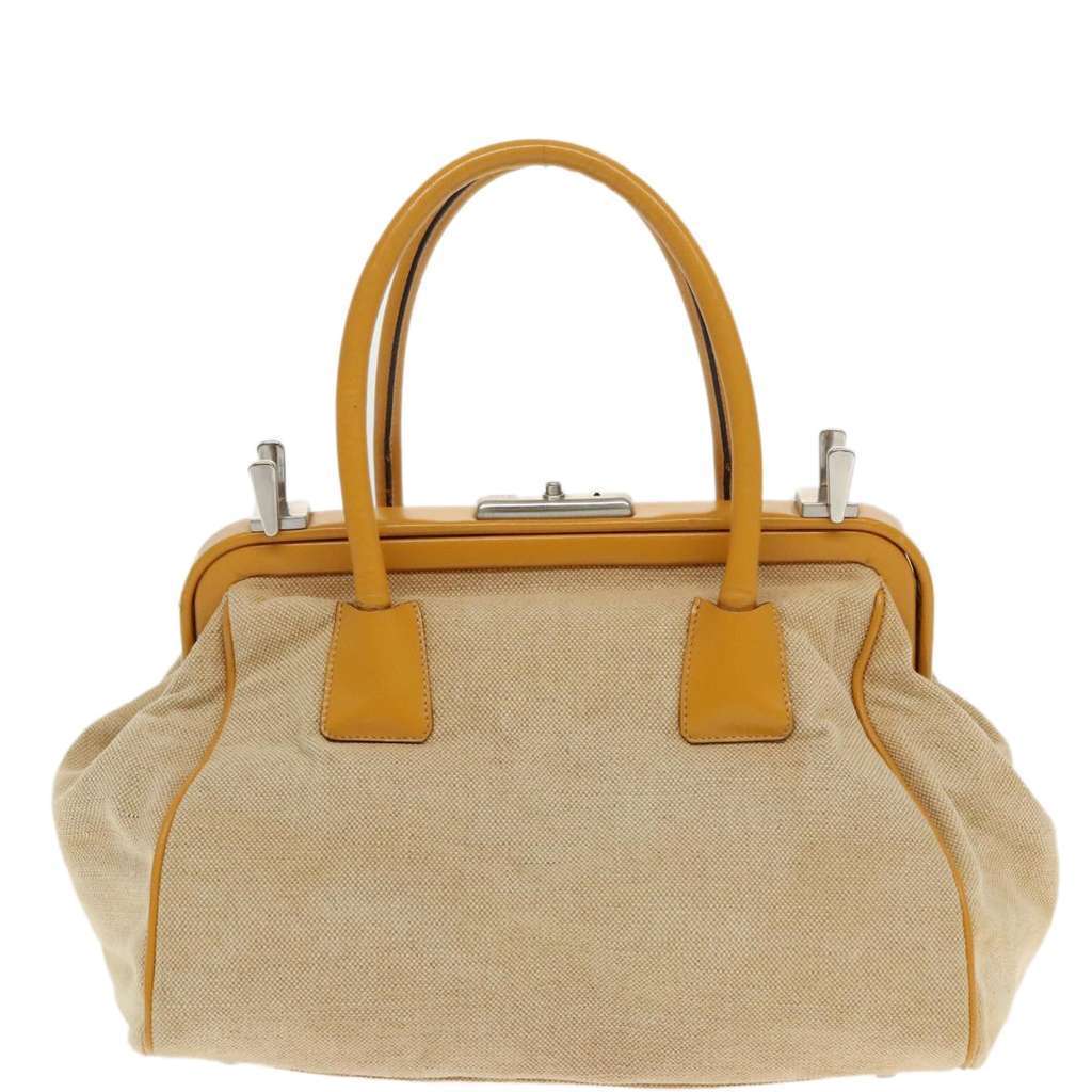Prada Madras Cerniera Doctor Bag Beige Canvas Good condition - Back View