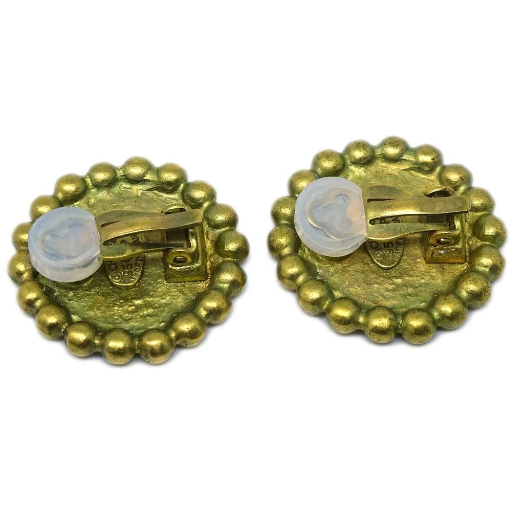 Chanel CC Button Clip-On Earrings Gold Good condition - Inside View