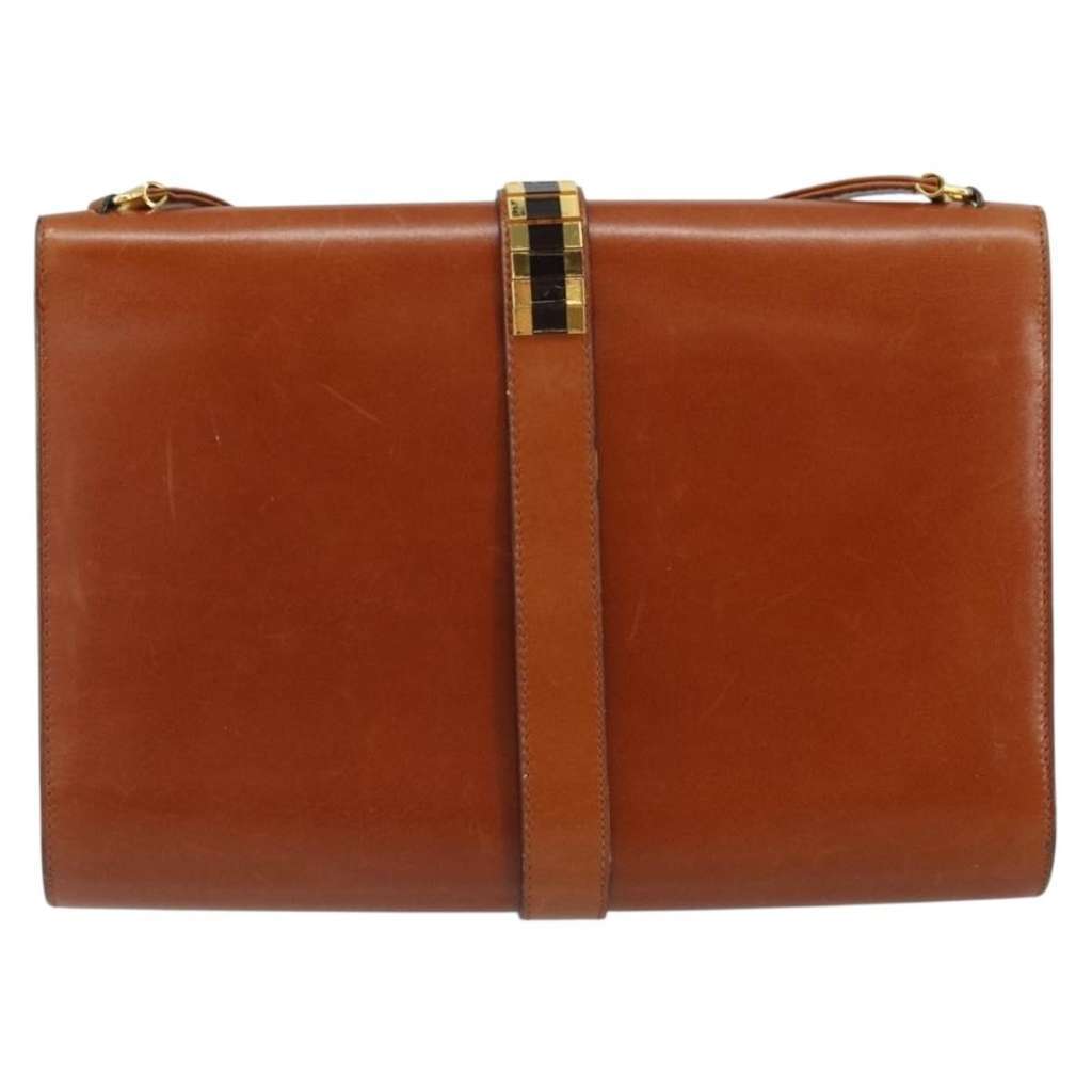 Christian Dior Vintage Shoulder Bag Brown Leather Fair condition - Back View