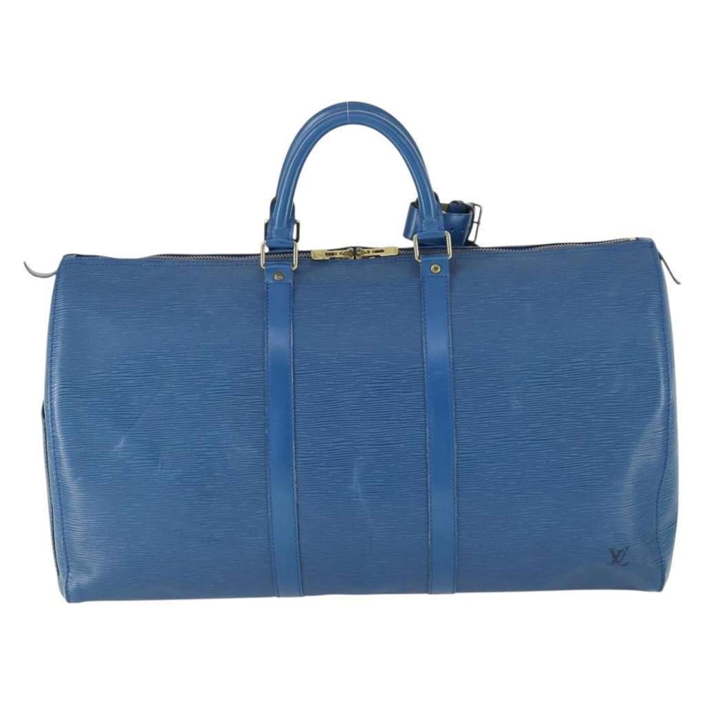 Louis Vuitton Keepall Bag Blue Leather Fair condition - Back View