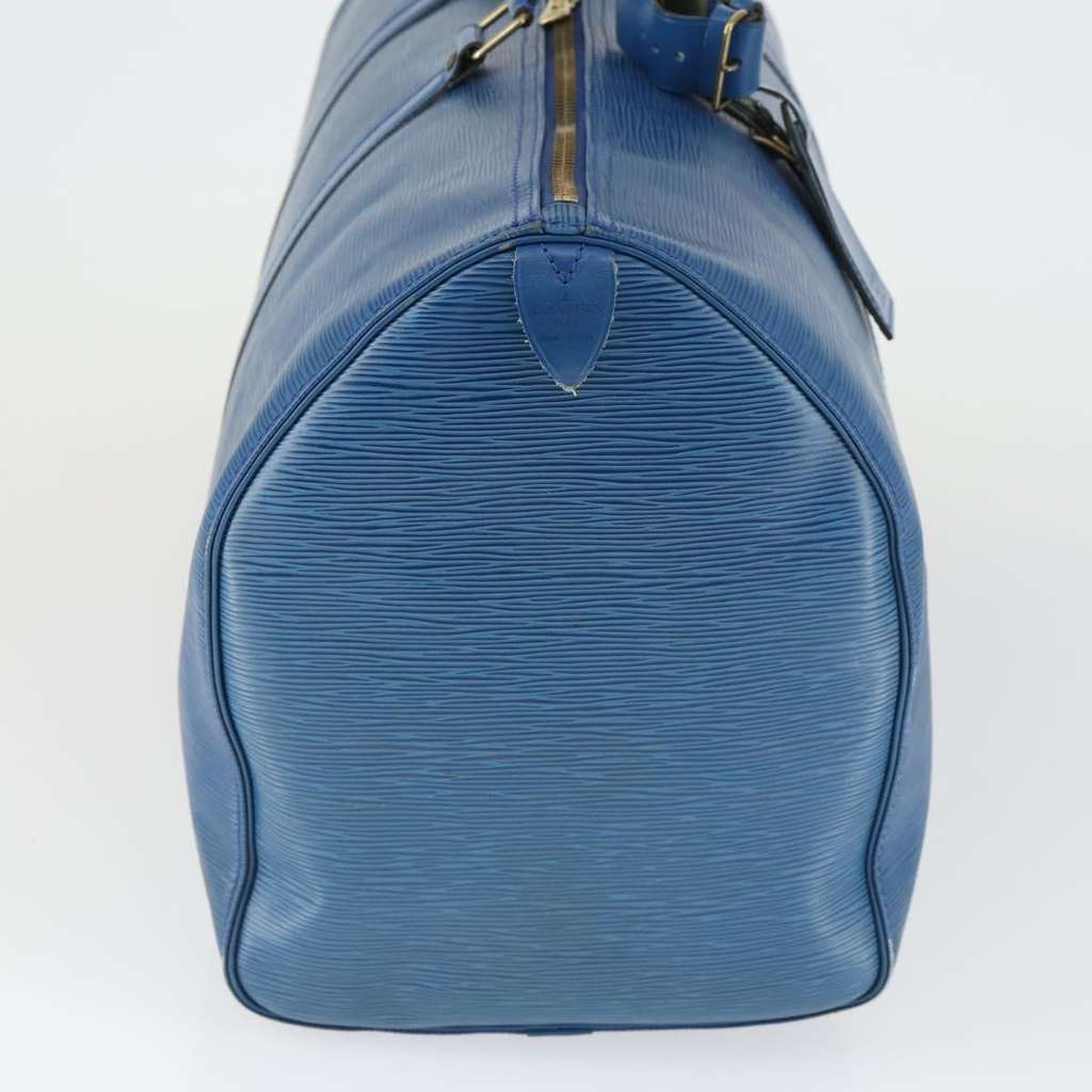 Louis Vuitton Keepall Bag Blue Leather Fair condition - Model View